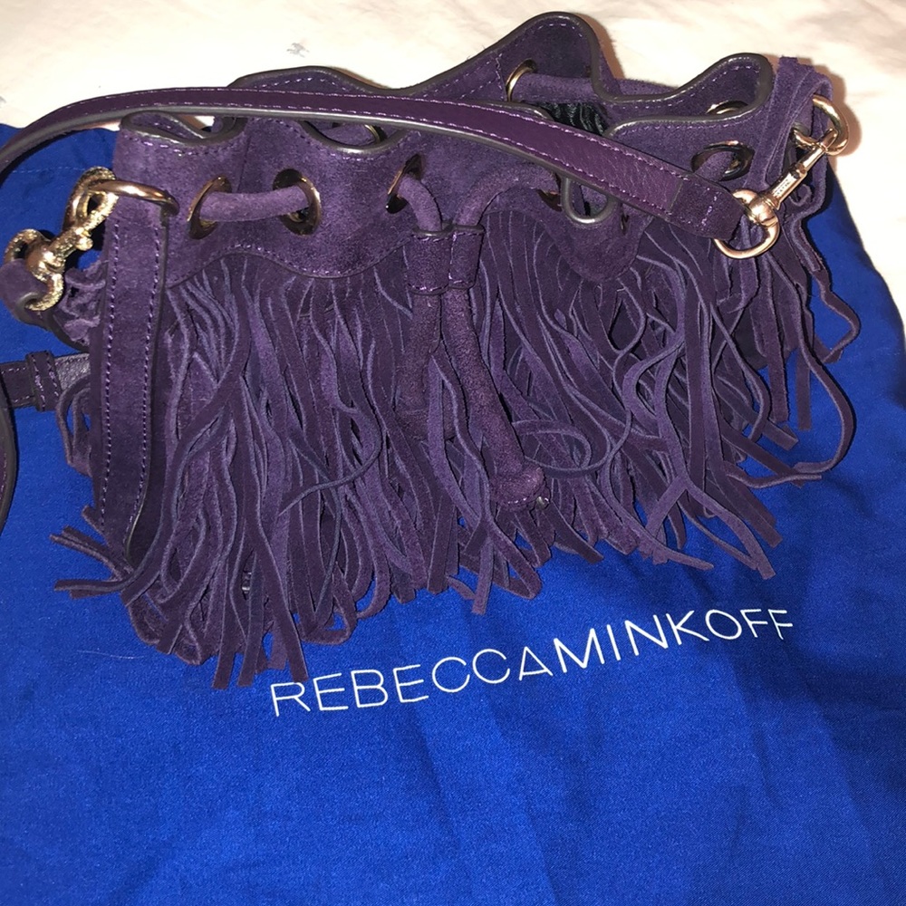 Rebecca Minkoff Purple fringe bucket bag